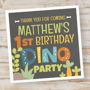 Moderne Niedliche Dino Dinosaur Kid's Geburtstag V Serviette