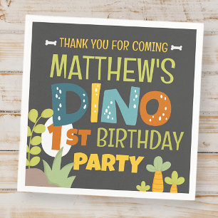 Moderne Niedliche Dino Dinosaur Kid's Geburtstag V Serviette
