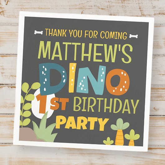 Moderne Niedliche Dino Dinosaur Kid's Geburtstag V Serviette
