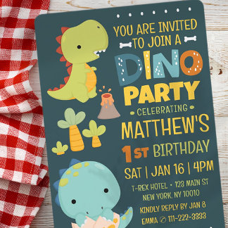 Moderne Niedliche Dinosaurier Dino Kids Geburtstag Einladung