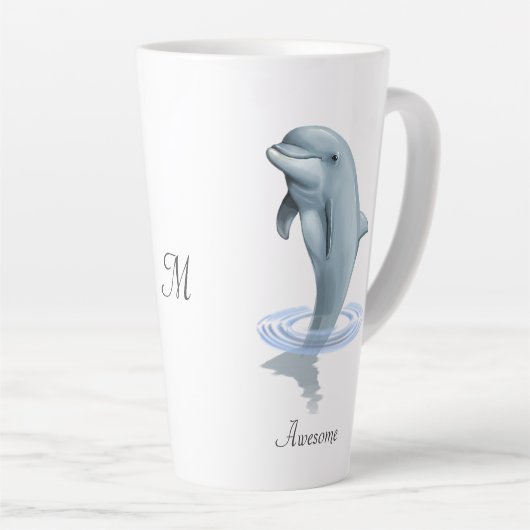Moderne Niedliche Dolphin-, Script- und Monogram-T Milchtasse (Rechte Ecke)