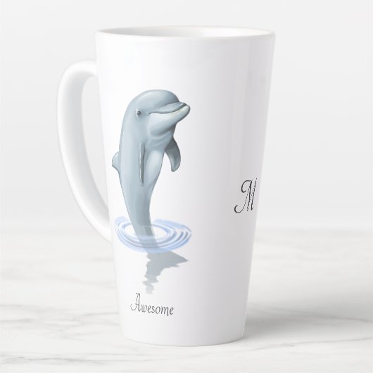 Moderne Niedliche Dolphin-, Script- und Monogram-T Milchtasse (Linke Ecke)