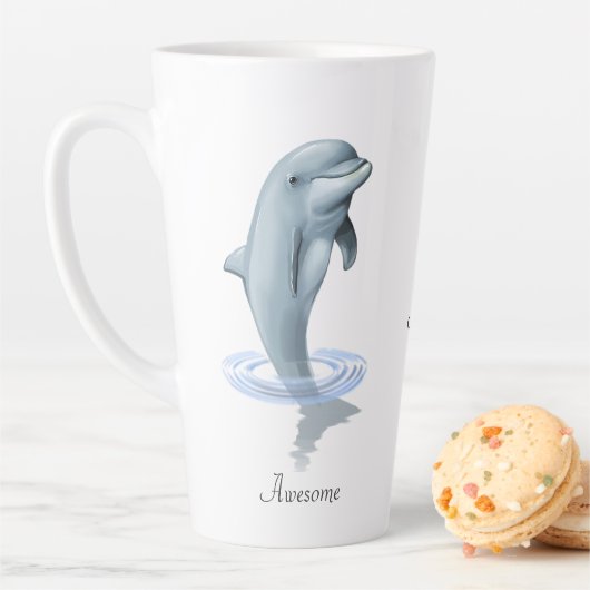 Moderne Niedliche Dolphin-, Script- und Monogram-T Milchtasse (Beispiel)
