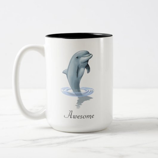 Moderne Niedliche Dolphin-, Script- und Monogram-T Zweifarbige Tasse (Links)