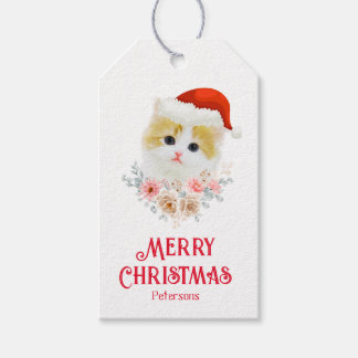 Moderne niedliche einfache Weihnachtskatze Geschenkanhänger
