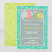 Moderne Niedliche Elefant-Mama und Baby Boy-Dusche Einladung (Vorne/Hinten)