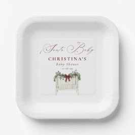 Moderne Niedliche Elegant Santa Baby Babydusche Pappteller