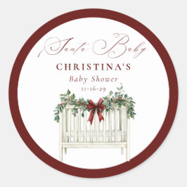 Moderne Niedliche Elegant Santa Baby Babydusche Runder Aufkleber