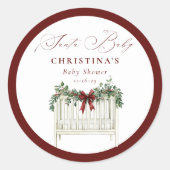 Moderne Niedliche Elegant Santa Baby Babydusche Runder Aufkleber (Vorderseite)