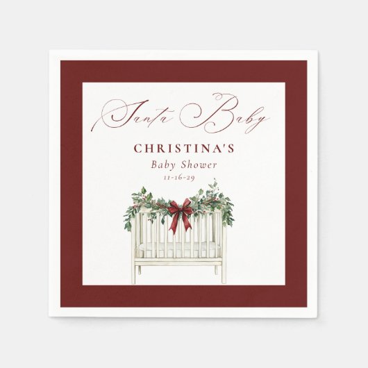 Moderne Niedliche Elegant Santa Baby Babydusche Serviette (Vorderseite)