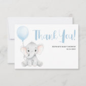 Moderne Niedliche Elephant Soft Blue Baby Dusche Dankeskarte (Vorderseite)