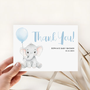 Moderne Niedliche Elephant Soft Blue Baby Dusche Dankeskarte