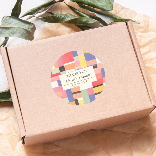 Moderne Niedliche Farbblockverwaltung Vielen Dank Runder Aufkleber