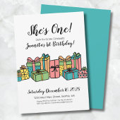 Moderne Niedliche Farbgebung 1. Geburtstag Einladung