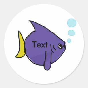 Moderne niedliche Fische mit Text Runder Aufkleber