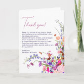 Moderne Niedliche florale Wildblumen 1. Geburtstag Dankeskarte (Vorderseite)