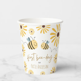 Moderne Niedliche Gelbe Biene und Sonnenblumen Ers Pappbecher