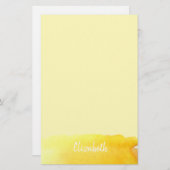 Moderne niedliche gelbe Wasserfarbe personalisiert Briefpapier (Vorne/Hinten)