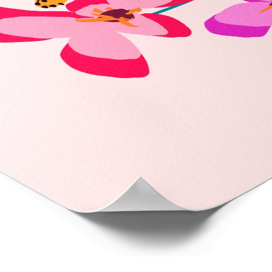 Moderne niedliche Geparde mit Orchideen Poster (Ecke)