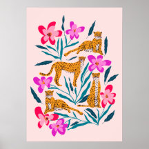 Moderne niedliche Geparde mit Orchideen