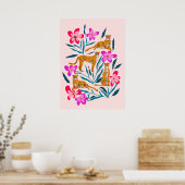 Moderne niedliche Geparde mit Orchideen Poster (Küche)