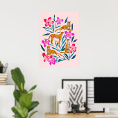 Moderne niedliche Geparde mit Orchideen Poster (Heimbüro)
