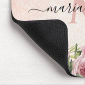 Moderne niedliche Girl Pink Glitzer Rose Gold Blum Mousepad (Ecke)