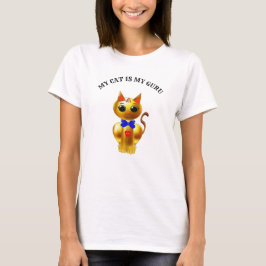 Moderne Niedliche Goldene Katze T-Shirt
