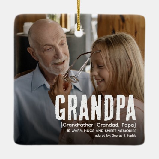 Moderne Niedliche GRANDPA Definition 2 Foto Weihna Keramikornament (Rückseite)