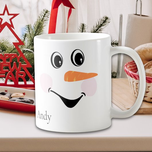 Moderne Niedliche Happy Custom Lächeln Snowman Ges Kaffeetasse
