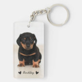 Moderne Niedliche Herzen Personalisiert zwei Foto| Schlüsselanhänger (Rückseite)