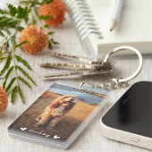 Moderne Niedliche Herzen Personalisiert Zwei Fotos Schlüsselanhänger (Vorderseite rechts)