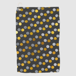 Moderne Niedliche Holzkohle Silbergoldpolka-Dots Golfhandtuch