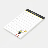 Moderne niedliche Hummel auf schwarz-weiß Post-it Klebezettel (angewinkelt)