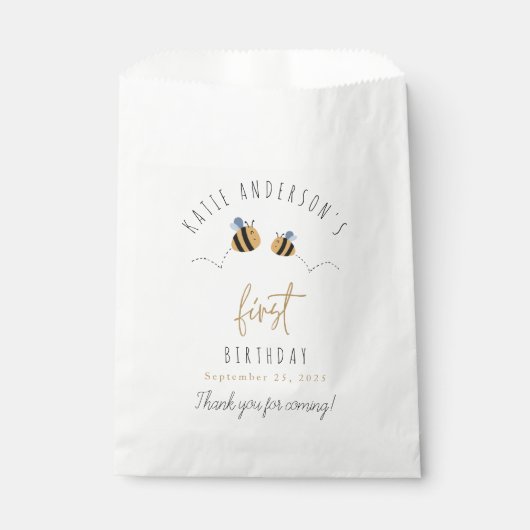 Moderne Niedliche Hummel Erster Geburtstag Geschenktütchen (Vorderseite)