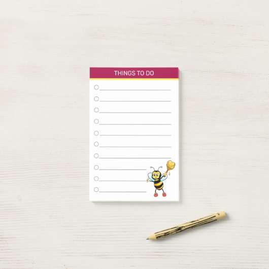 Moderne niedliche Hummeln auf Bordeaux & Weiß Post-it Klebezettel (Auf Schreibtisch)