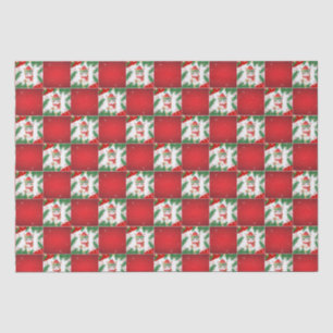 Moderne Niedliche Katze Santa Xmas Holly Schachbre Seidenpapier