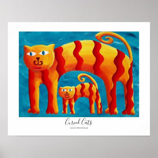 Moderne Niedliche Katzenkuppe und Kätzchen Poster (Vorne)