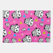 Moderne Niedliche Kawaii Panda rosa Herzen Küchentuch (Horizontal)