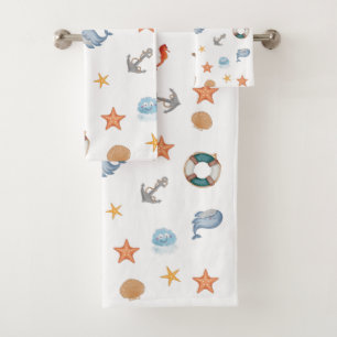 Moderne niedliche Kids marinieren Meeresstar Fisch Badhandtuch Set