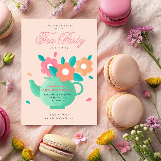 Moderne Niedliche Kinder Blumenkohl Tee Party Gebu Einladung