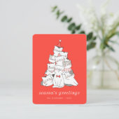 Moderne Niedliche Kitten Katzen Weihnachtsbaum Feiertagskarte (Stehend Vorderseite)