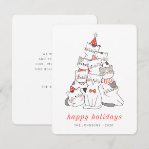 Moderne Niedliche Kitten Katzen Weihnachtsbaum Feiertagskarte