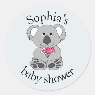 Moderne Niedliche Koala Bear Cartoon Name Babydusc Runder Aufkleber