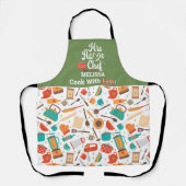 Moderne Niedliche Kochgeräte für die grüne Küche Schürze (Vorderseite)