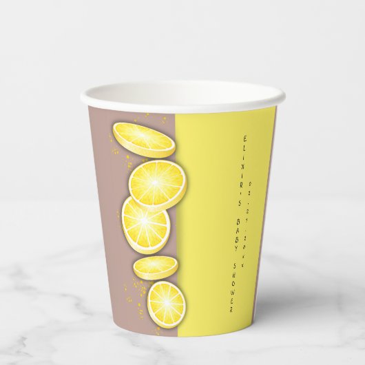 Moderne Niedliche Lemon Slice Sprinkle Babydusche Pappbecher (Rückseite)