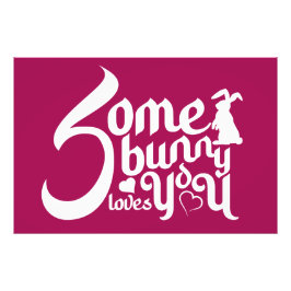 Moderne Niedliche Liebe Bunny Magenta Weißer Typo Fotodruck