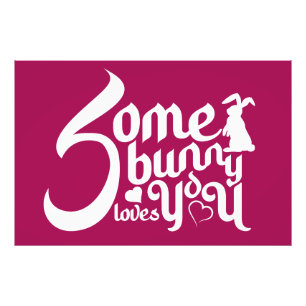 Moderne Niedliche Liebe Bunny Magenta Weißer Typo Fotodruck