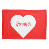 Moderne, niedliche Liebe für Hellrot und Weißherz Kissenbezug (Rückseite)