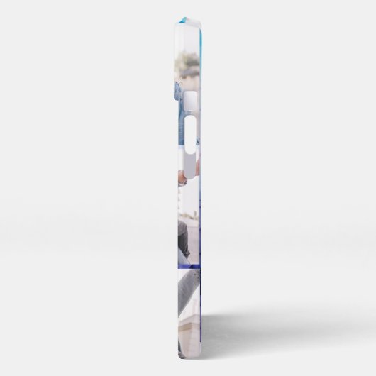 Moderne niedliche Lila Ehepaare geben 3 Fotos an. iPhone Hülle (Linke Seite)